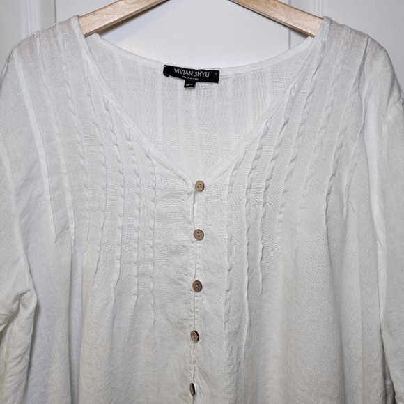 Vivian Shyu Linen Lagenlook Bohemian Top Size M - Picture 7 of 12